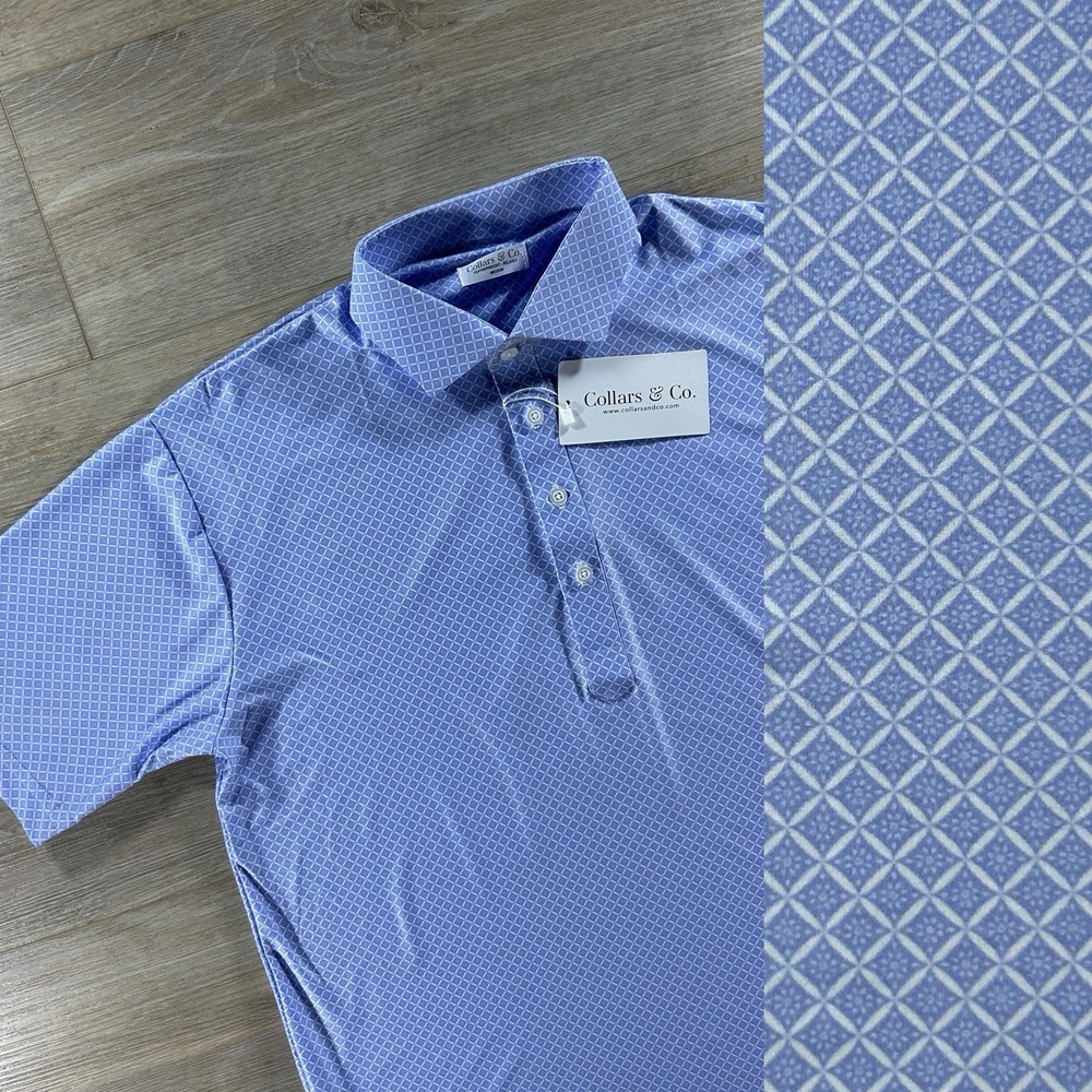 NWT Collars & Co Men's Medium Featherweight Relaxed Flex Palmetto Stretch Polo